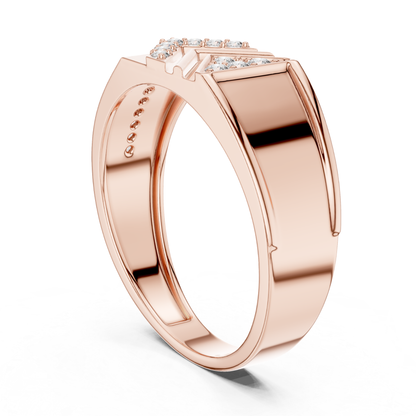 Luxury Round Diamond Chevron Band | Modern Statement Style