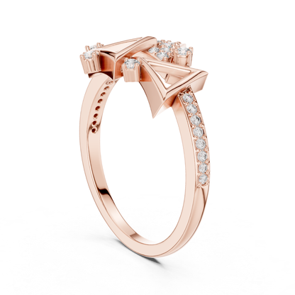 Round Diamond Triangle Open Wrap Ring | Modern Luxury Style