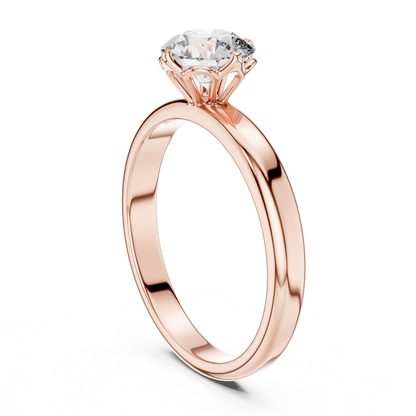 Round Diamond Plain Solitaire Ring | 18K Gold Jewelry