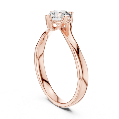 Round Cut Twist Solitaire Diamond Ring | Elegant Modern Style