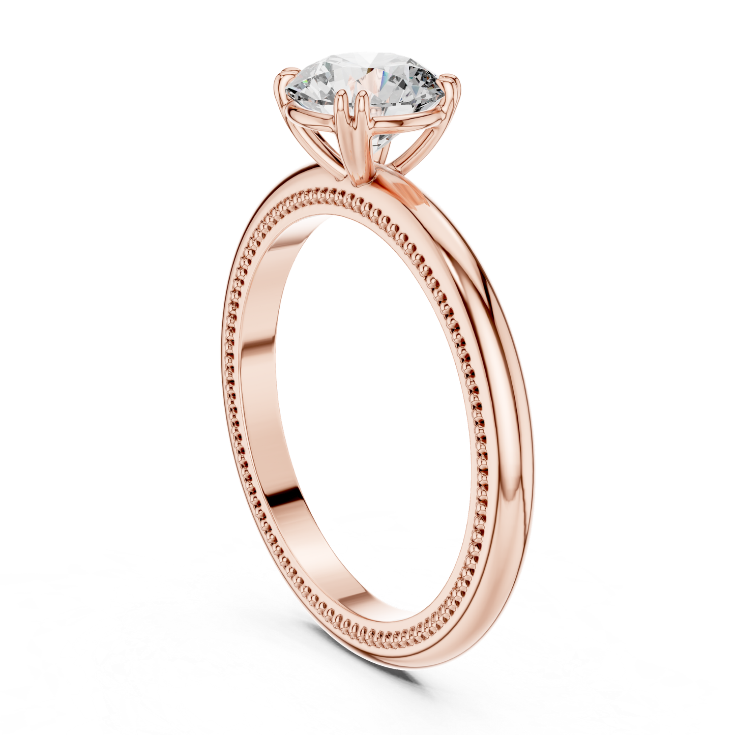 Round Diamond Milgrain Band Ring | 18K Gold Fine Jewelry