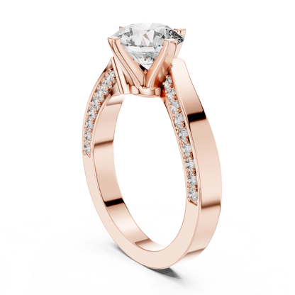Round Cut Diamond Bypass Engagement Ring | Modern Luxury Style