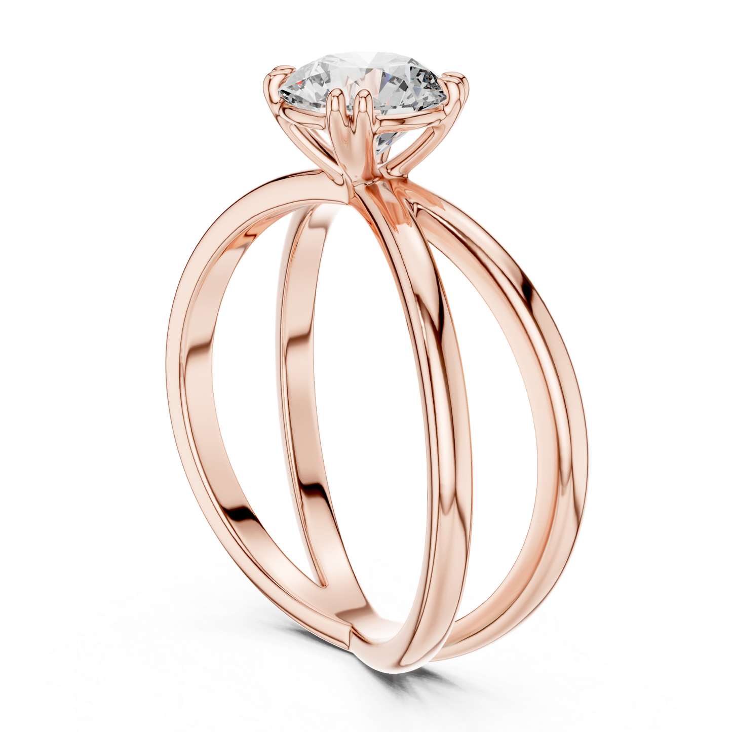 Round Diamond Criss Cross Band Ring | Where Brilliance Intertwines