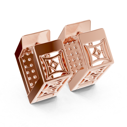 Rectangular Diamond Hoop Earrings with Multi Row Brilliance | Modern Radiance