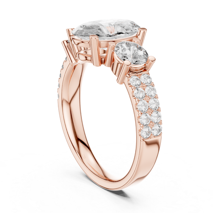 Oval Cut Three Stone Diamond Ring | Luxury Gold Engagement Style