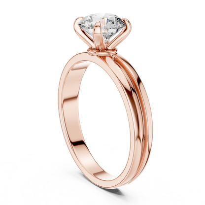Round Diamond Plain Band Ring | 18K Gold Fine Jewelry