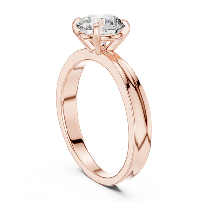 Round Diamond Solitaire Band Ring | 18K Gold Jewelry