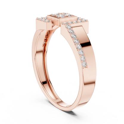 Round Diamond Geometric Square Ring | Modern Luxury Style