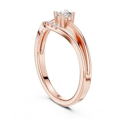 Round Cut Diamond Chevron Ring | Elegant Minimal Luxury Style