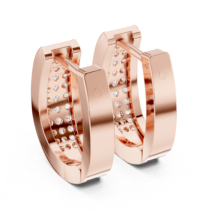 Rectangular Diamond Hoop Earrings with Multi Row Brilliance | Modern Radiance