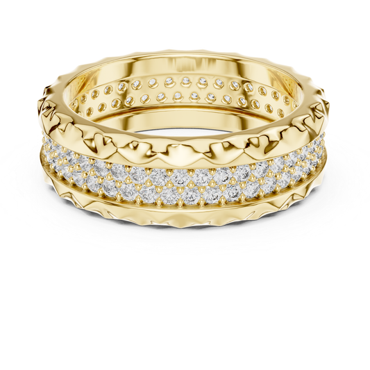 Diamond Eternity Hammered Texture Band | Luxury Gold Style