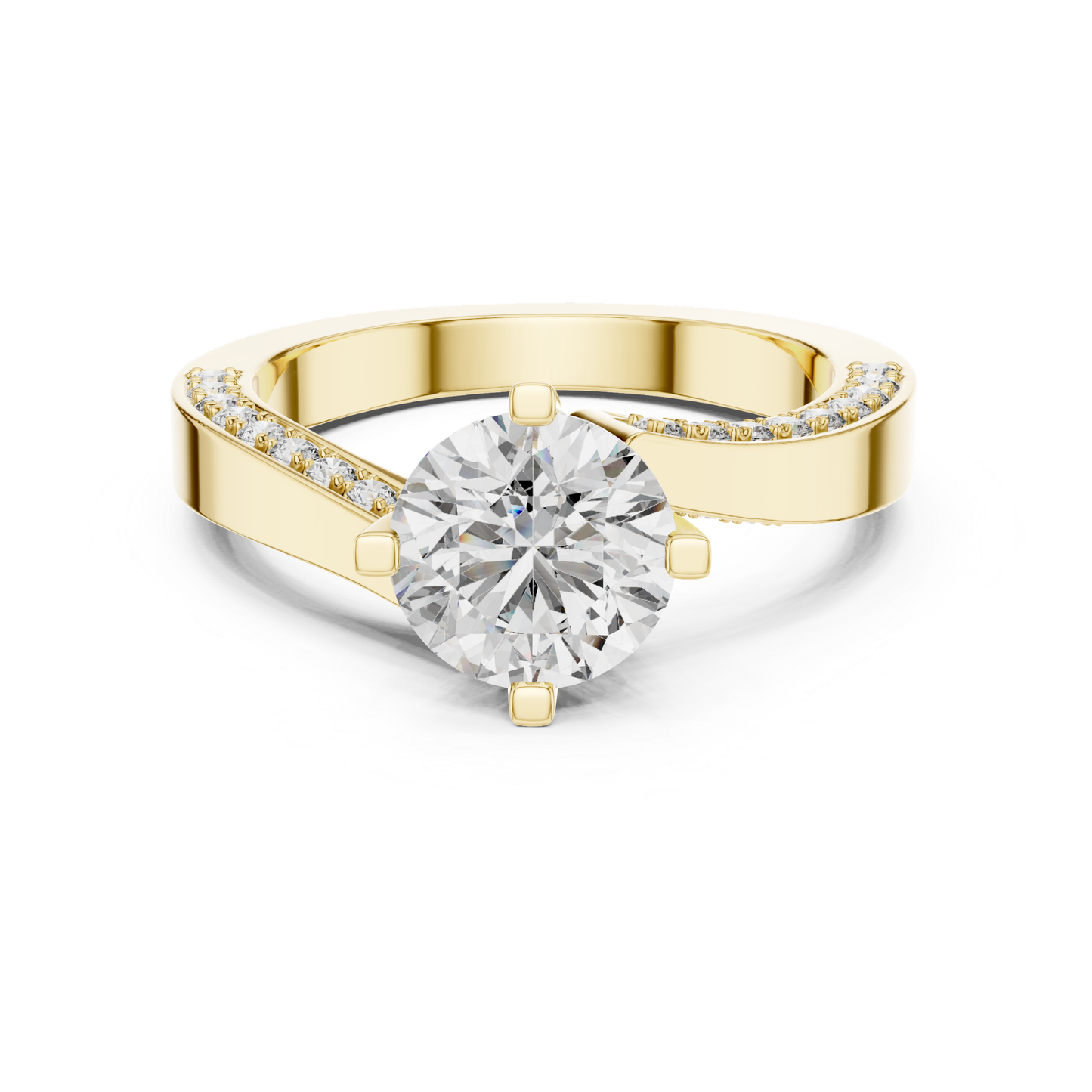 Round Cut Diamond Bypass Engagement Ring | Modern Luxury Style