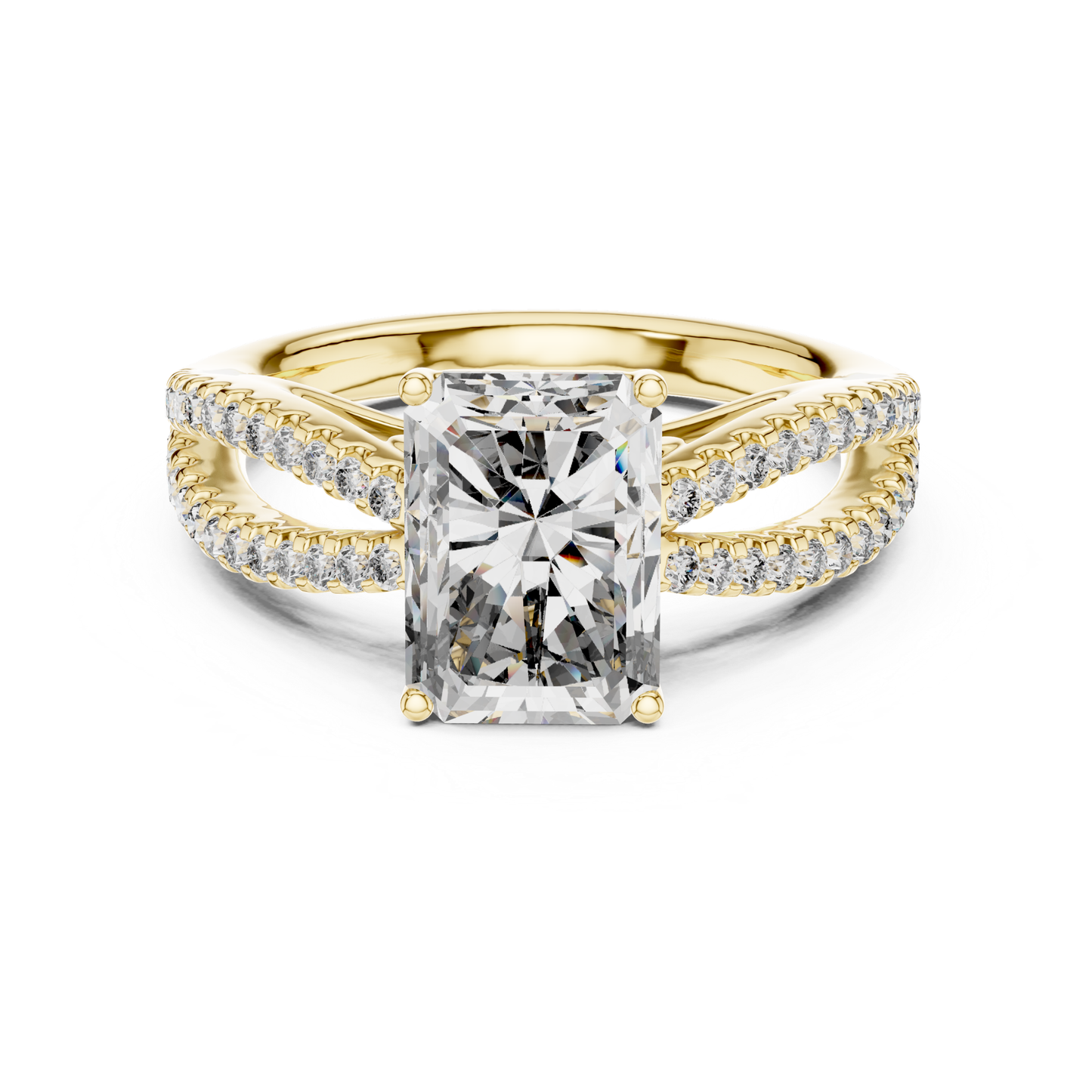 Radiant Cut Split Shank Diamond Ring | Luxury Bridal Jewelry Styles