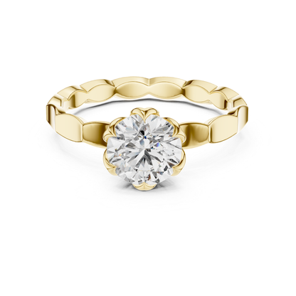 Round Diamond Floral Band Ring | 18K Gold Fine Jewelry