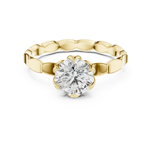 Round Diamond Floral Band Ring | 18K Gold Fine Jewelry