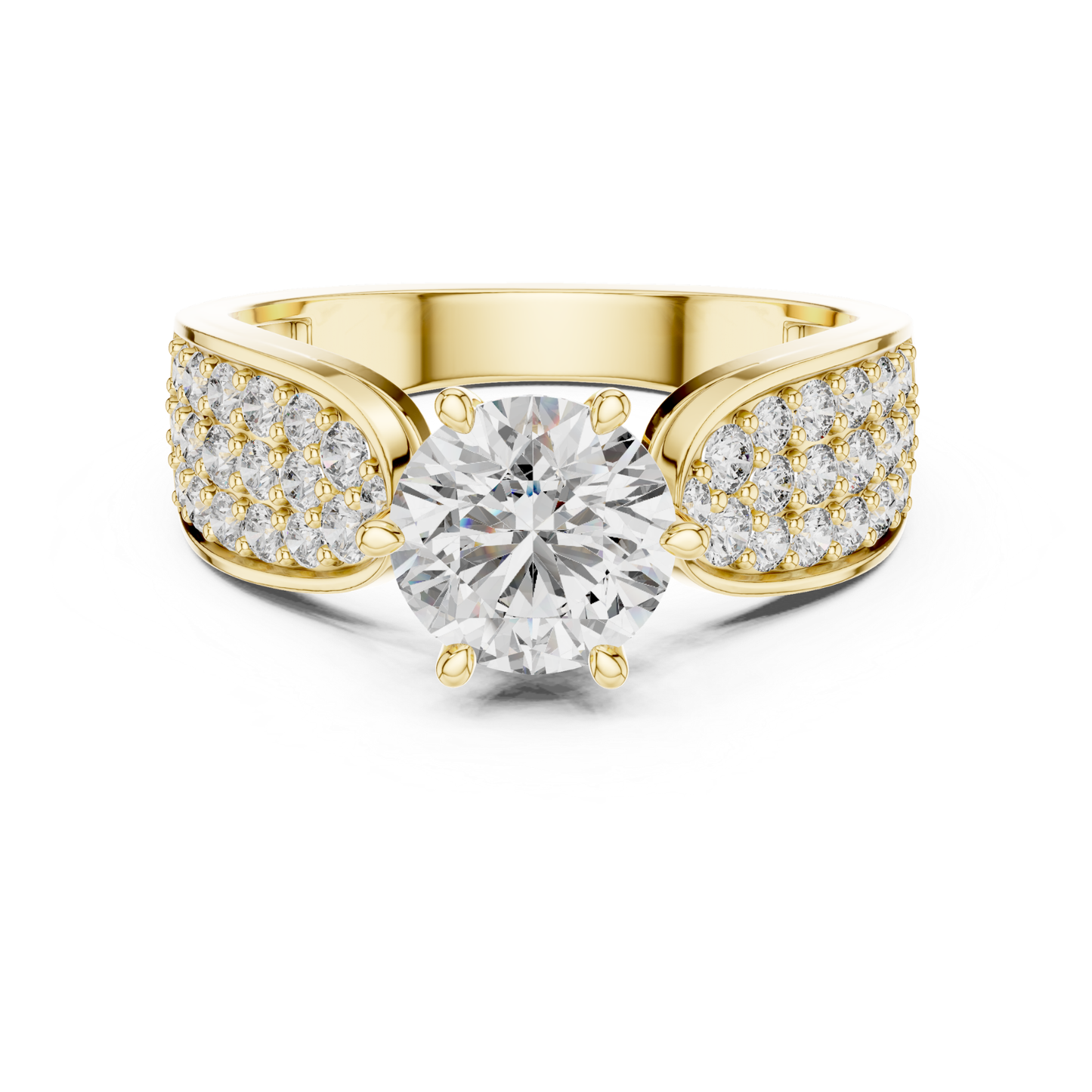 Round Cut Diamond Ring with Wide Pave Shoulders | Bold & Brilliant