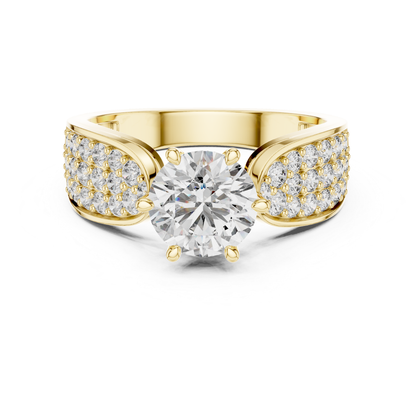 Round Cut Diamond Ring with Wide Pave Shoulders | Bold & Brilliant