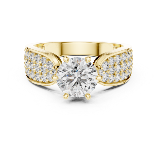 Round Cut Diamond Ring with Wide Pave Shoulders | Bold & Brilliant