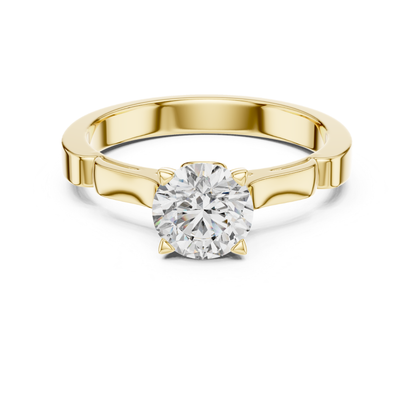 Round Diamond Structured Band Ring | 18K Gold Jewelry