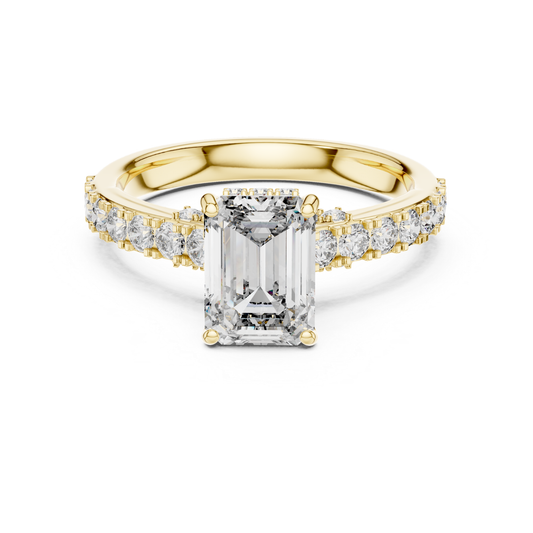 Emerald Cut Diamond Ring With Side Round Diamonds | Ice & Fire