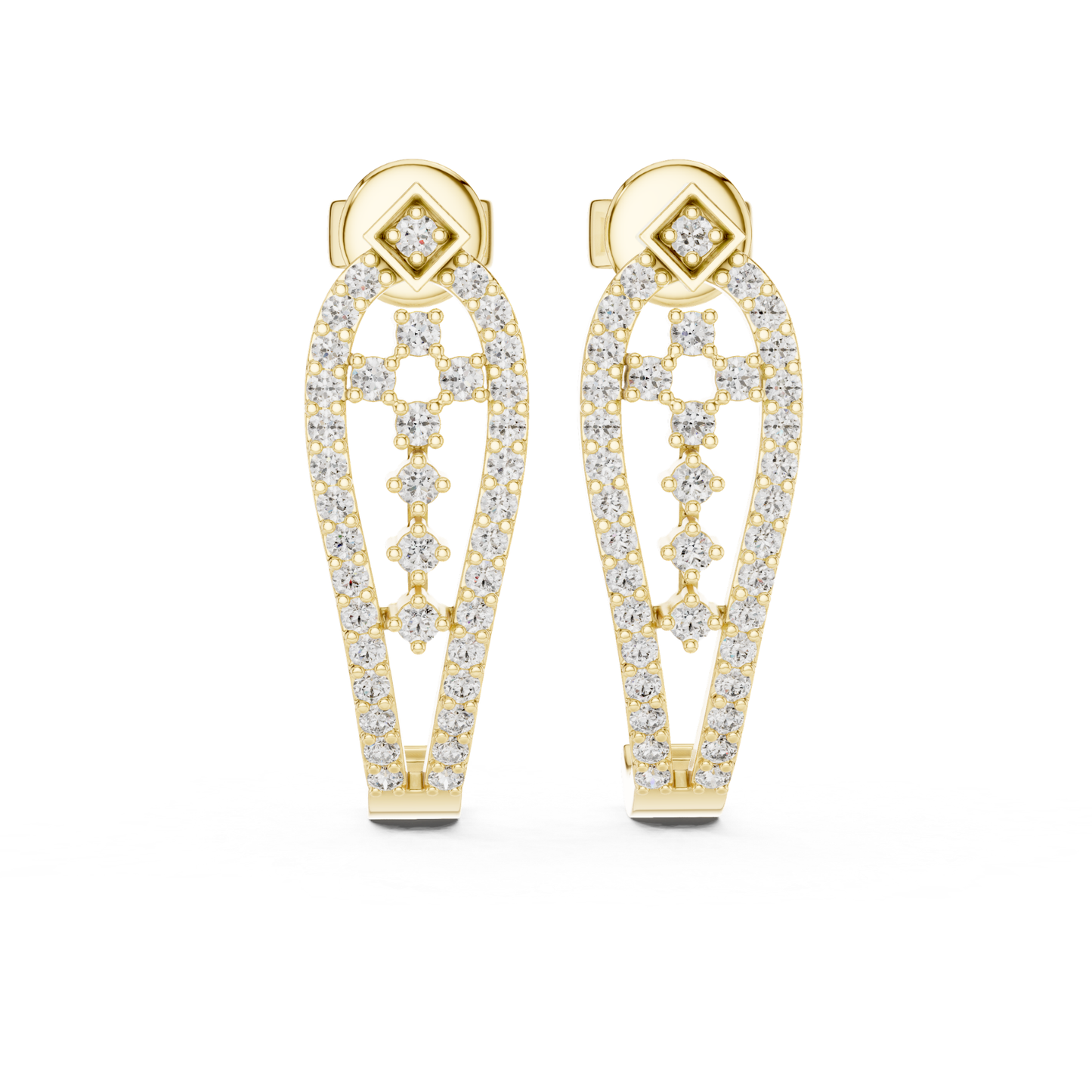 Geometric Diamond Drop Earrings with Openwork Elegance | Modern Luxury