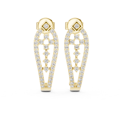 Geometric Diamond Drop Earrings with Openwork Elegance | Modern Luxury