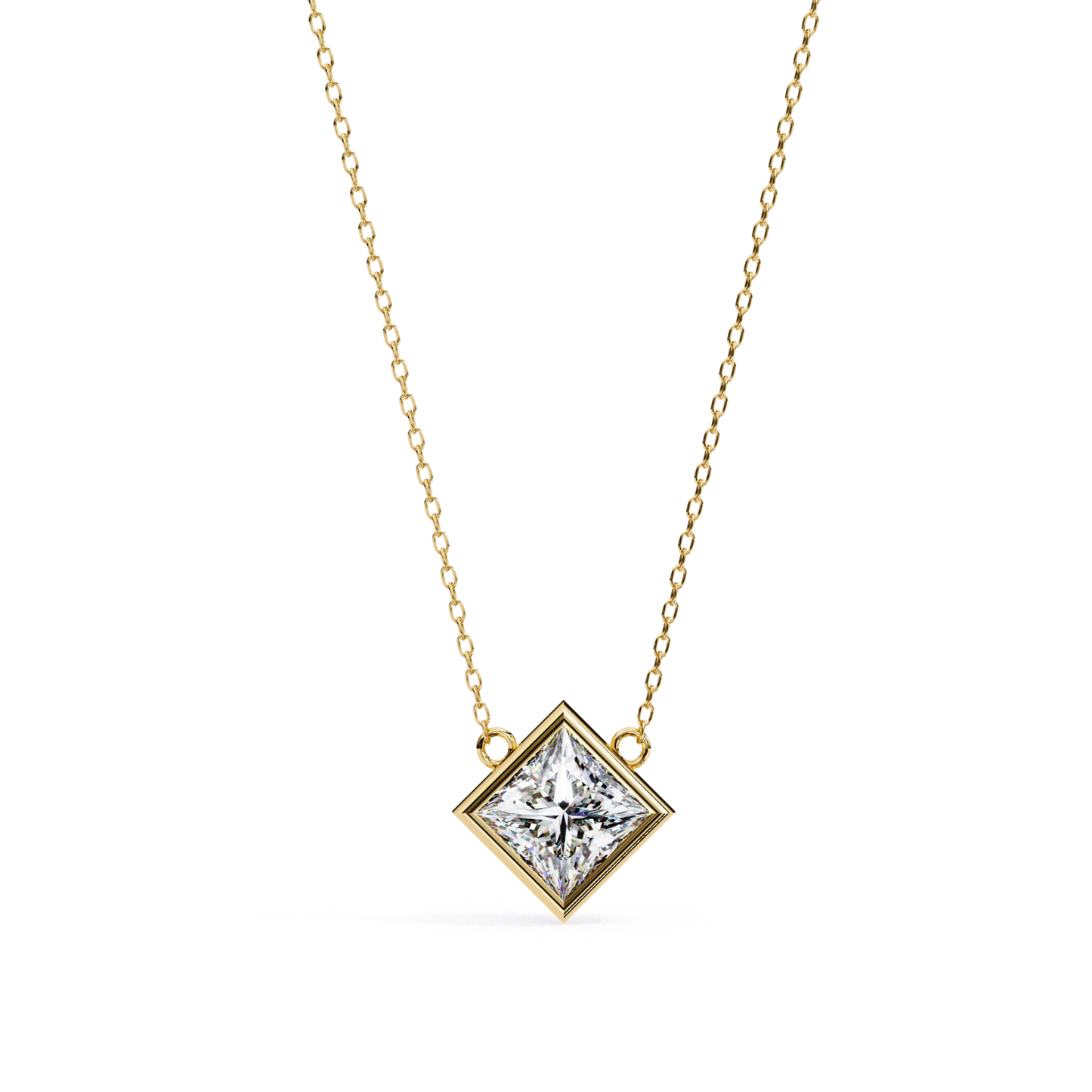 Princess cut Lab Grown Diamond Pendant With Chain