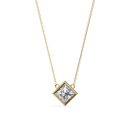 Princess cut Lab Grown Diamond Pendant With Chain