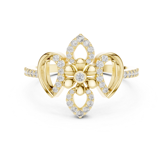 Floral Diamond Open Ring | Elegant Luxury Flower Style