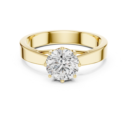 Round Diamond Solitaire Ring | 18K Gold Fine Jewelry