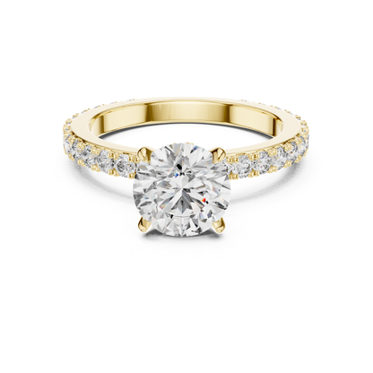 Classic Round Cut Diamond Engagement Ring | Luxury Gold Style