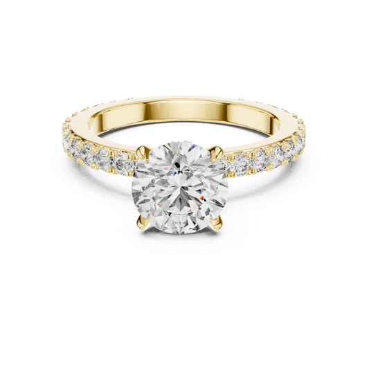 Classic Round Cut Diamond Engagement Ring | Luxury Gold Style