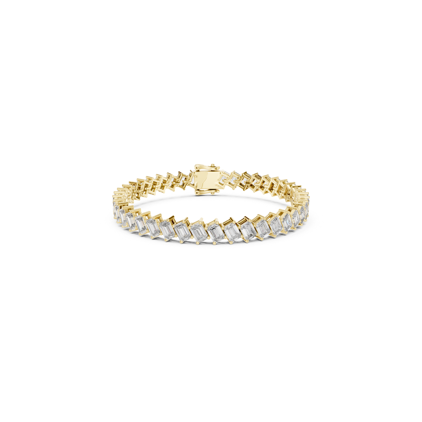 Emerald Cut Diamond Tennis Bracelet | Luxury White Gold Style