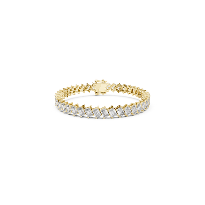 Emerald Cut Diamond Tennis Bracelet | Luxury White Gold Style