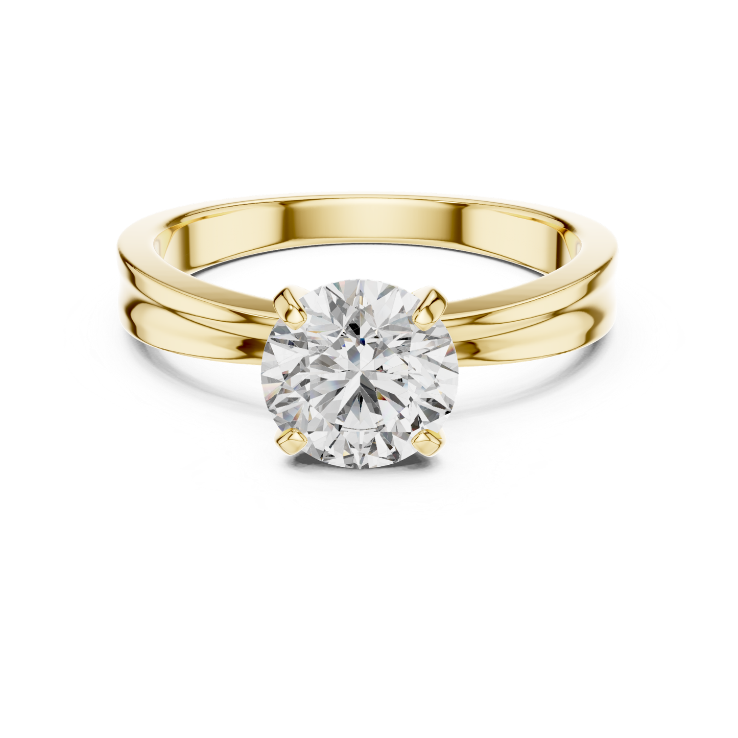 Round Diamond Solitaire Band Ring | 18K Gold Jewelry