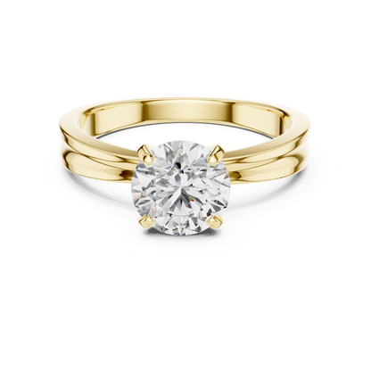 Round Diamond Solitaire Band Ring | 18K Gold Jewelry