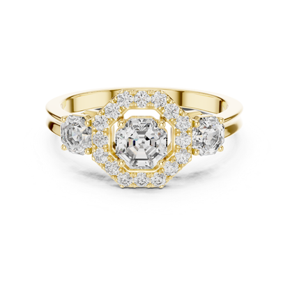 Octagon Halo Three Diamond Band Ring | Eight Sides of Brilliance