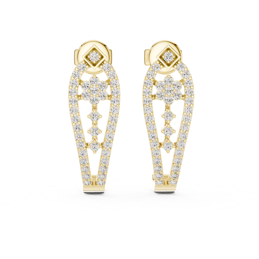 Floral Geometric Diamond Drop Earrings | Openwork Luxury Design