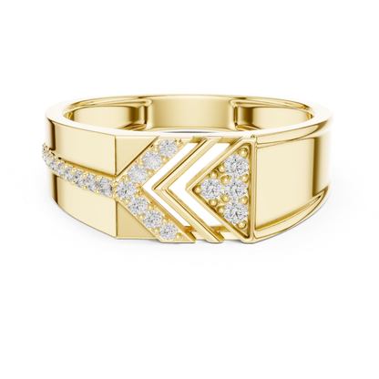 Luxury Round Diamond Chevron Band | Modern Statement Style