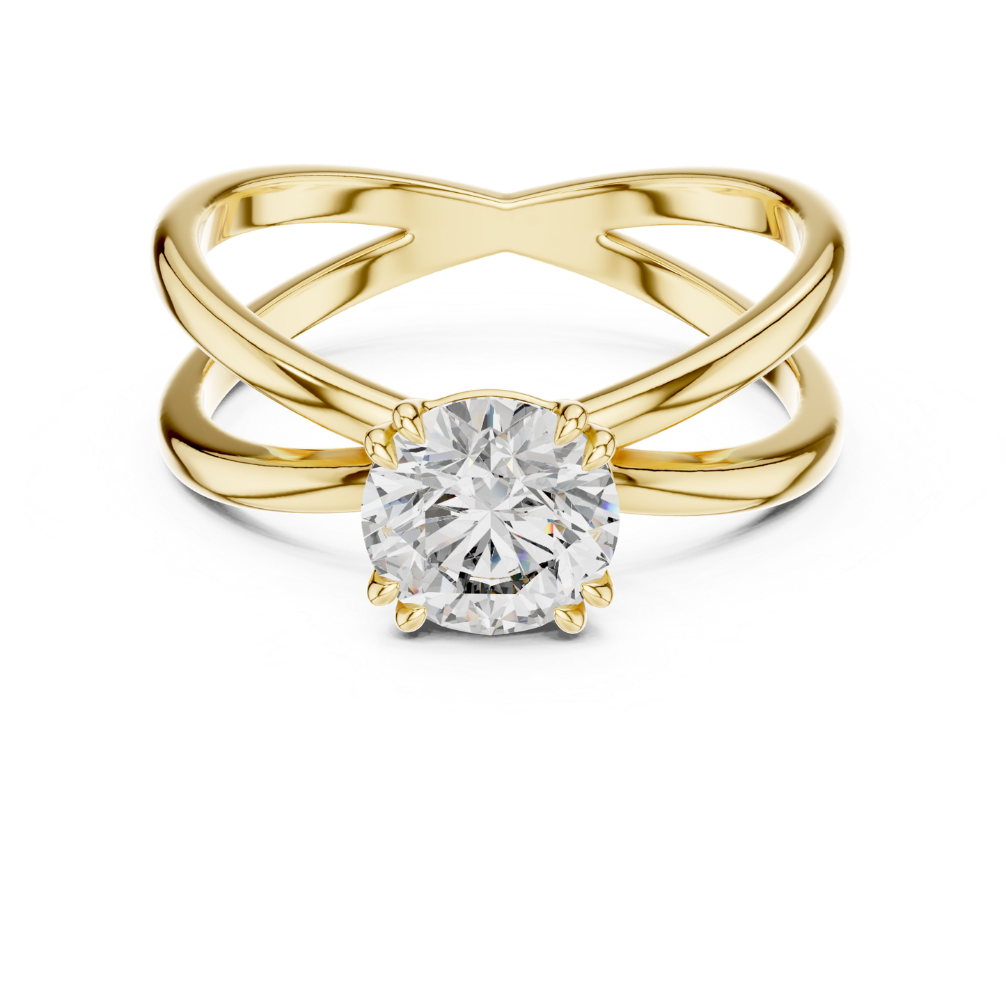 Round Diamond Criss Cross Band Ring | Where Brilliance Intertwines
