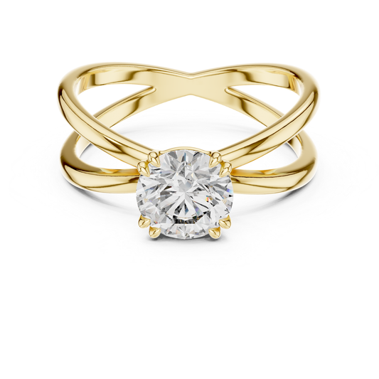Round Diamond Criss Cross Band Ring | Where Brilliance Intertwines