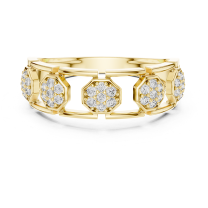 Octagon Shape Round Diamond Band | Modern Luxury Jewelry Style