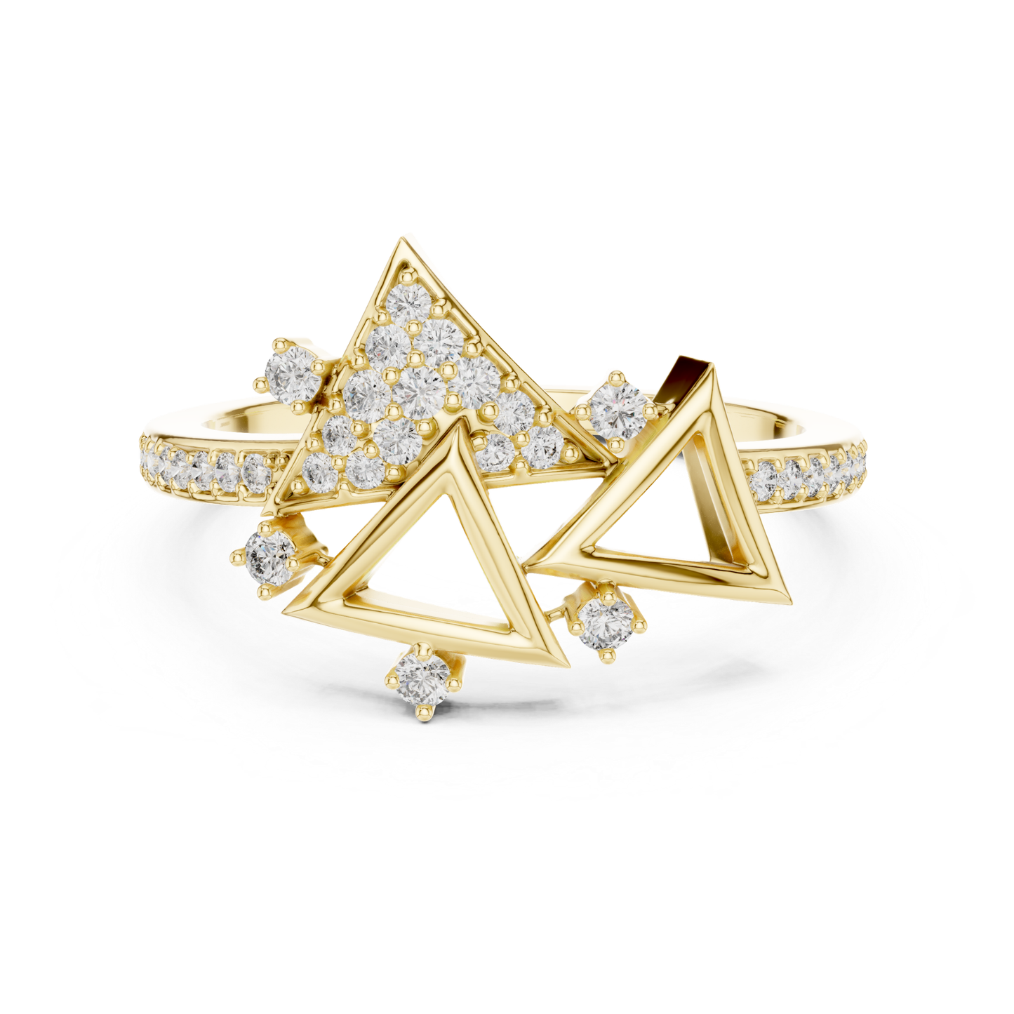 Round Diamond Triangle Open Wrap Ring | Modern Luxury Style