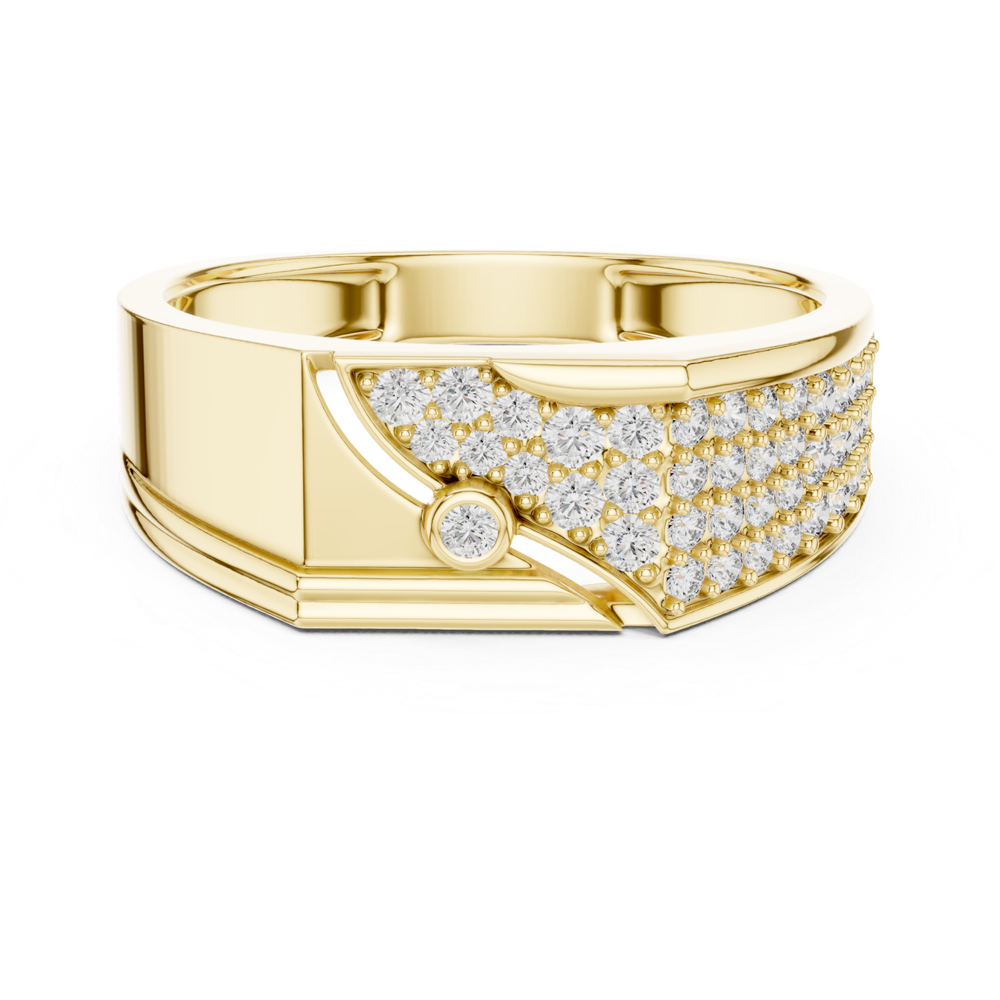 Round Diamond Luxury Band | Modern White Gold Statement Style