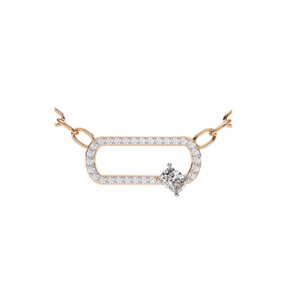 Cushion Cut Lab Grown Diamond Link Pendant With Chain | 18K