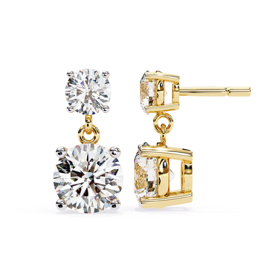 Lab Grown Diamond Drop Stud Earrings in Yellow Gold
