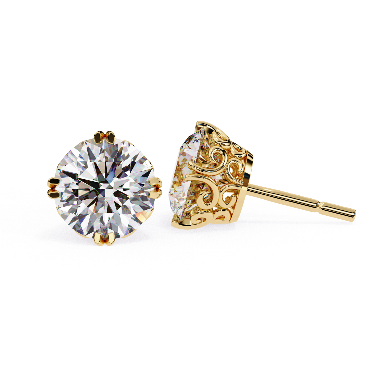 Golden Fleur Lab Grown Diamond Stud Earrings