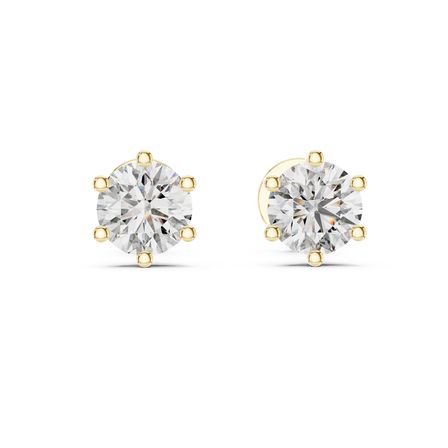 Round Diamond Stud Earrings | Timeless Brilliance in Six Prong Setting