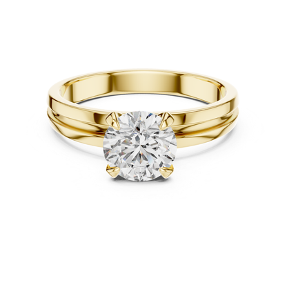 Round Diamond Plain Band Ring | 18K Gold Fine Jewelry