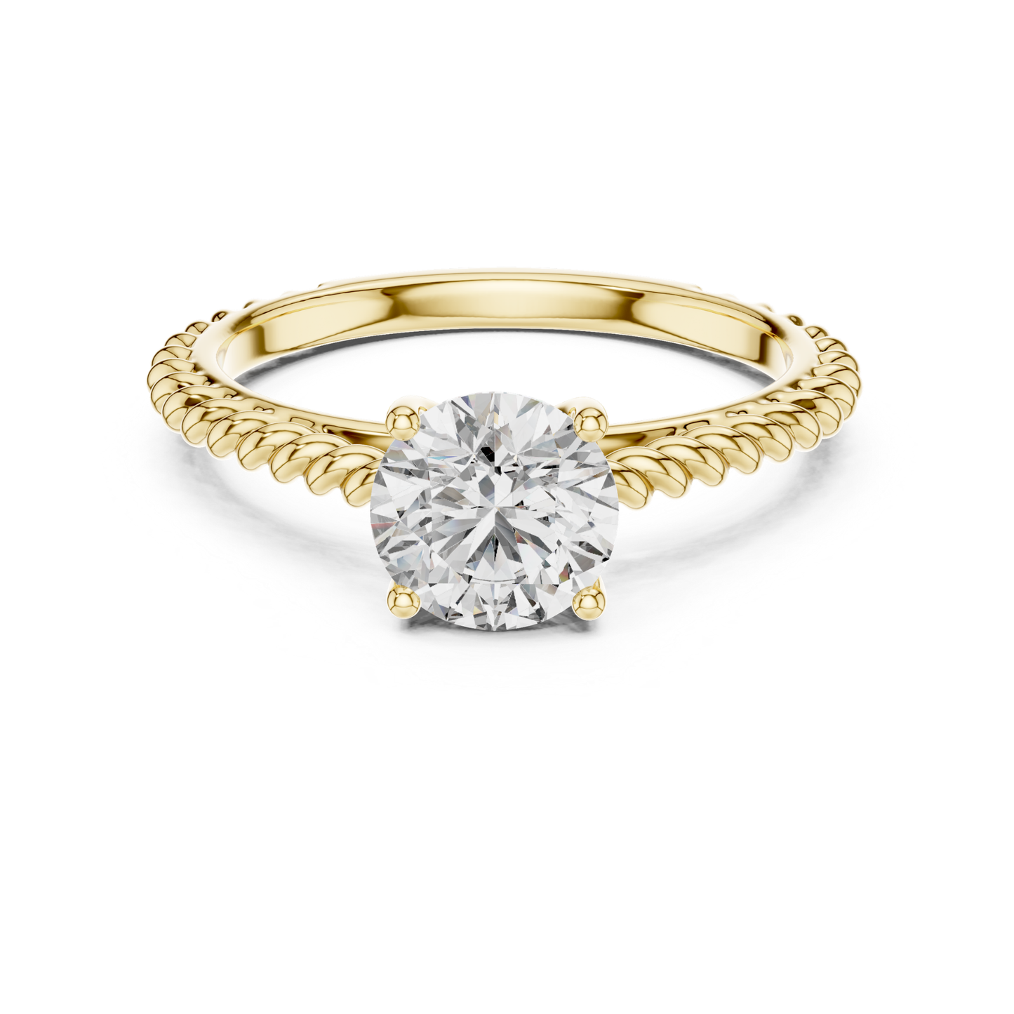 Round Diamond Rope Band Ring | 18K Gold Fine Jewelry